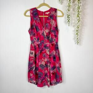 REBECCA TAYLOR 100% silk floral dress back cutout picnic 3183